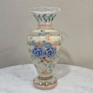 Floral Hand-Painted Glass Vase